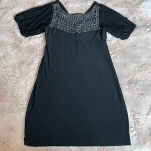 Bisou Bisou Black Embellished Short Sleeve Dress 8